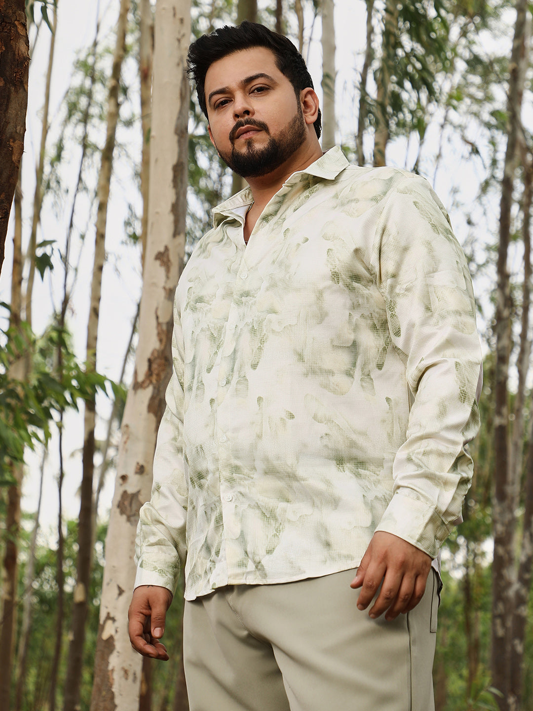 Faded-Waterstrokes Imprint Shirt