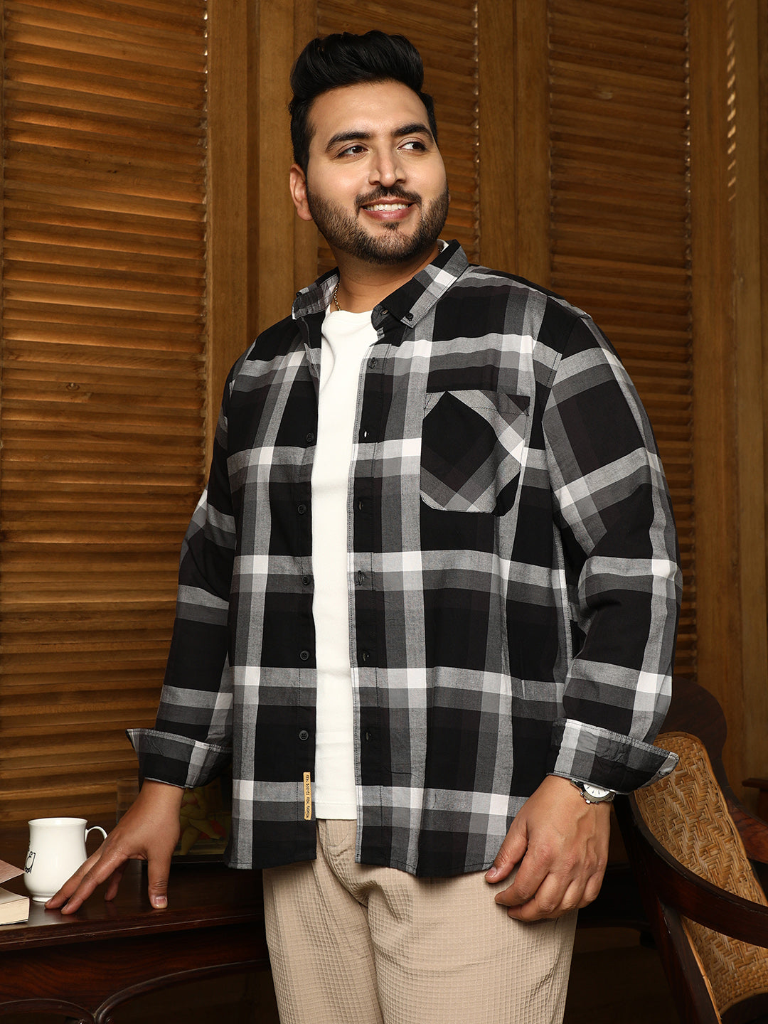 Pixelated-Check Relaxed Shirt