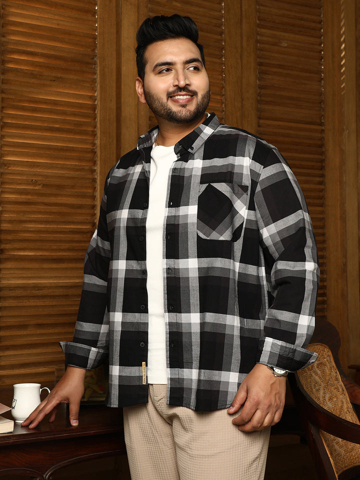 Pixelated-Check Relaxed Shirt