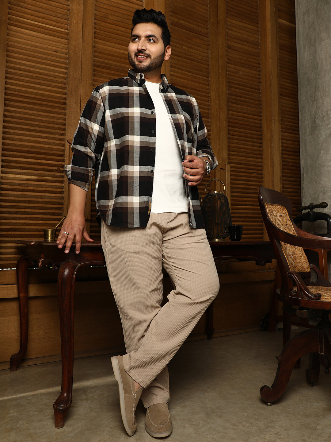 Pixelated-Check Relaxed Shirt