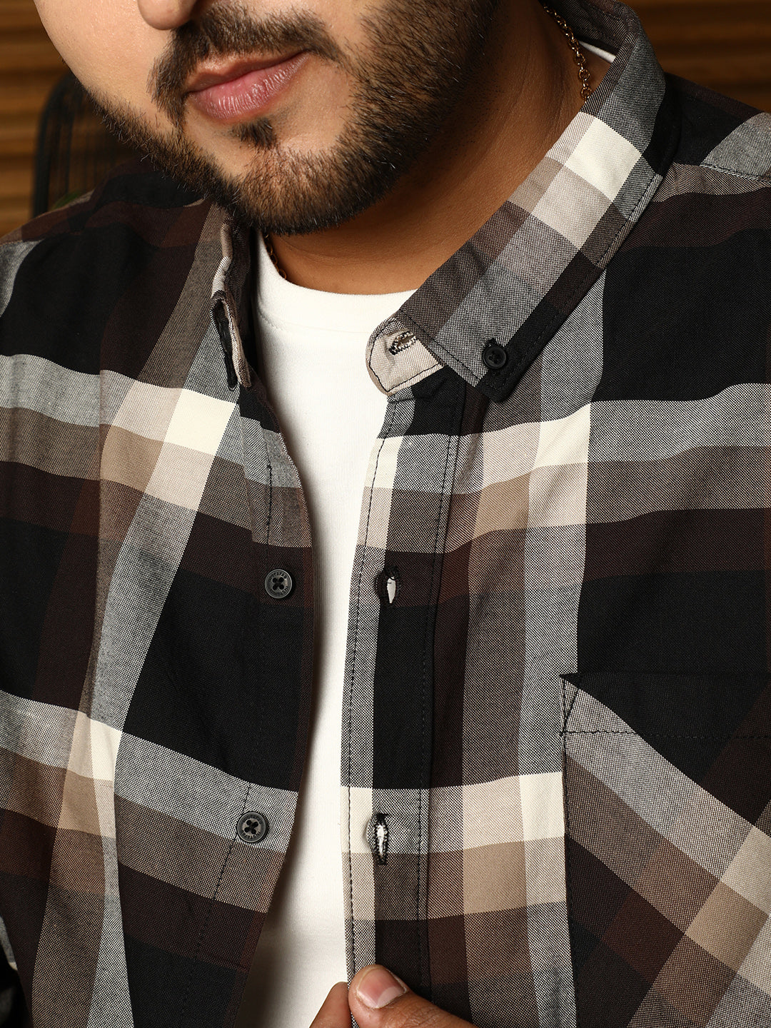 Pixelated-Check Relaxed Shirt