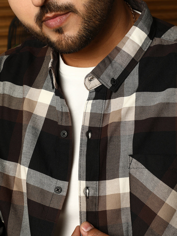 Pixelated-Check Relaxed Shirt