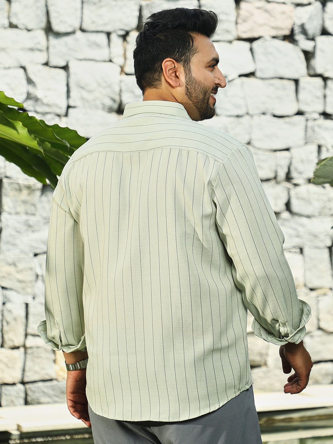 Unbalanced-Pinstripe Shirt