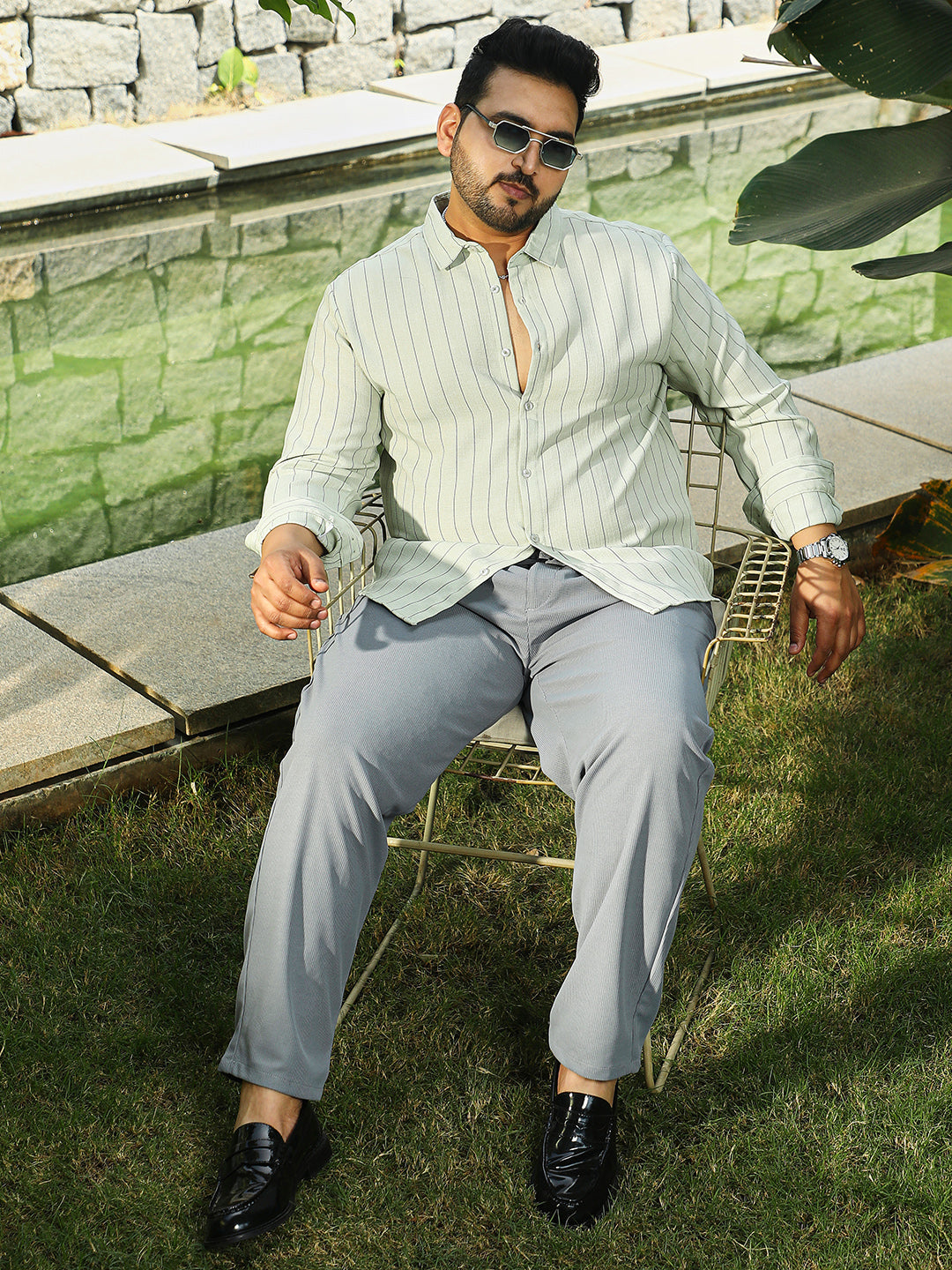 Unbalanced-Pinstripe Shirt