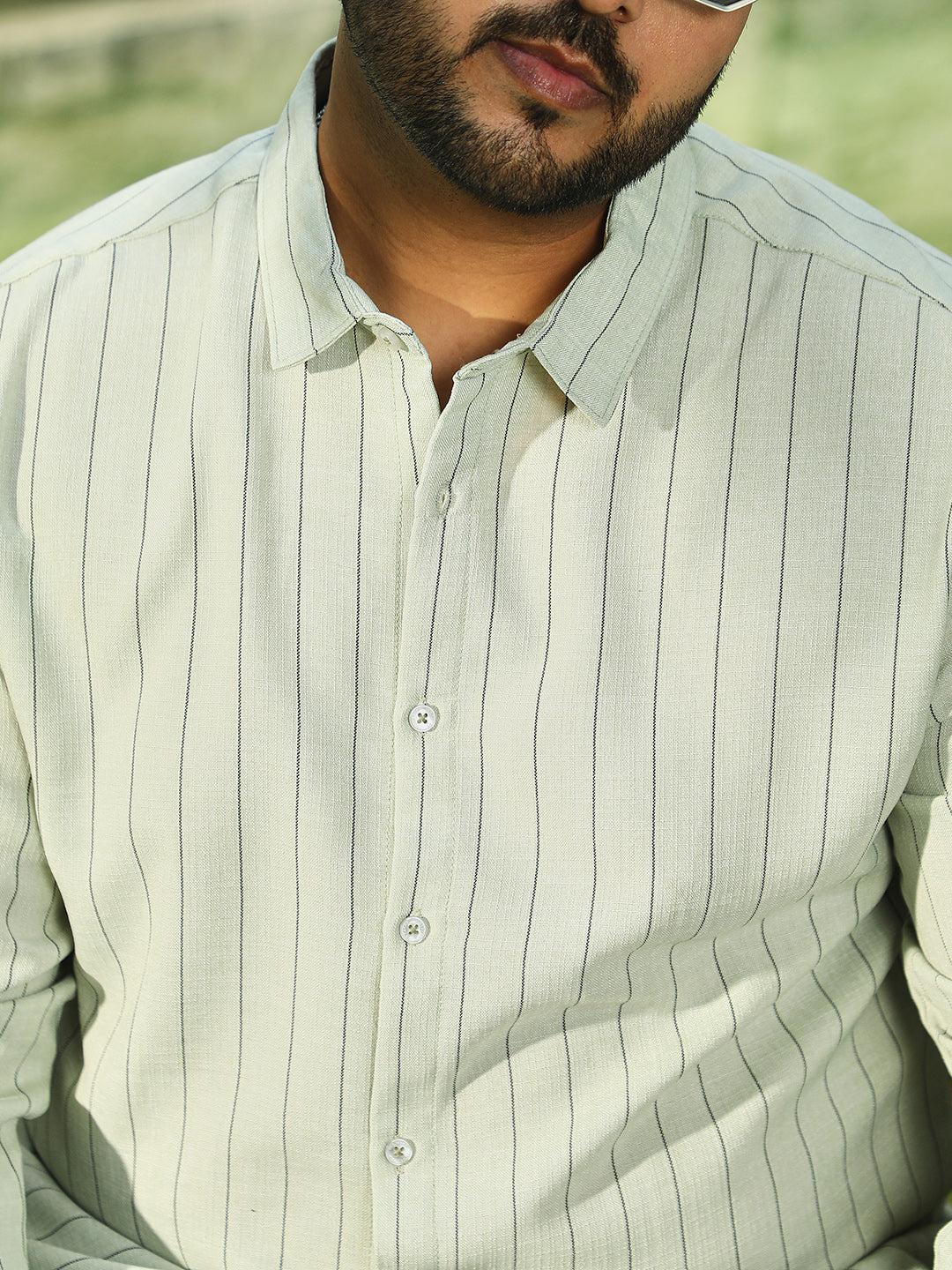 Unbalanced-Pinstripe Shirt