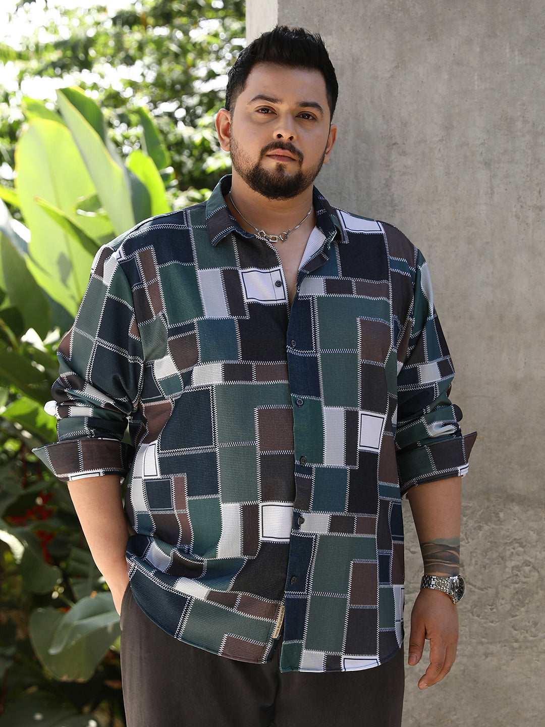 Patch-Stitch Imprint Shirt