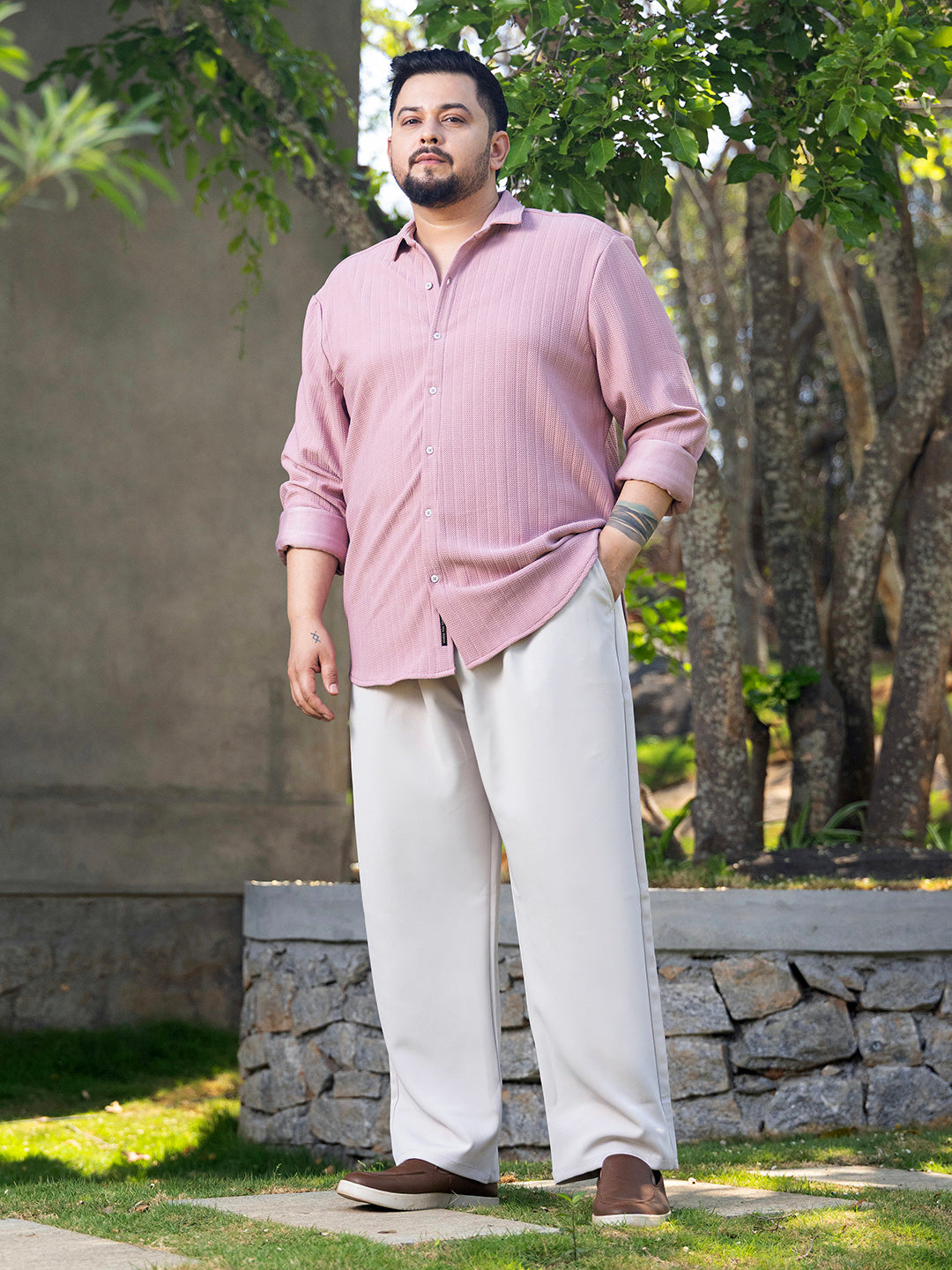 Chevron-Panel Tactile Shirt