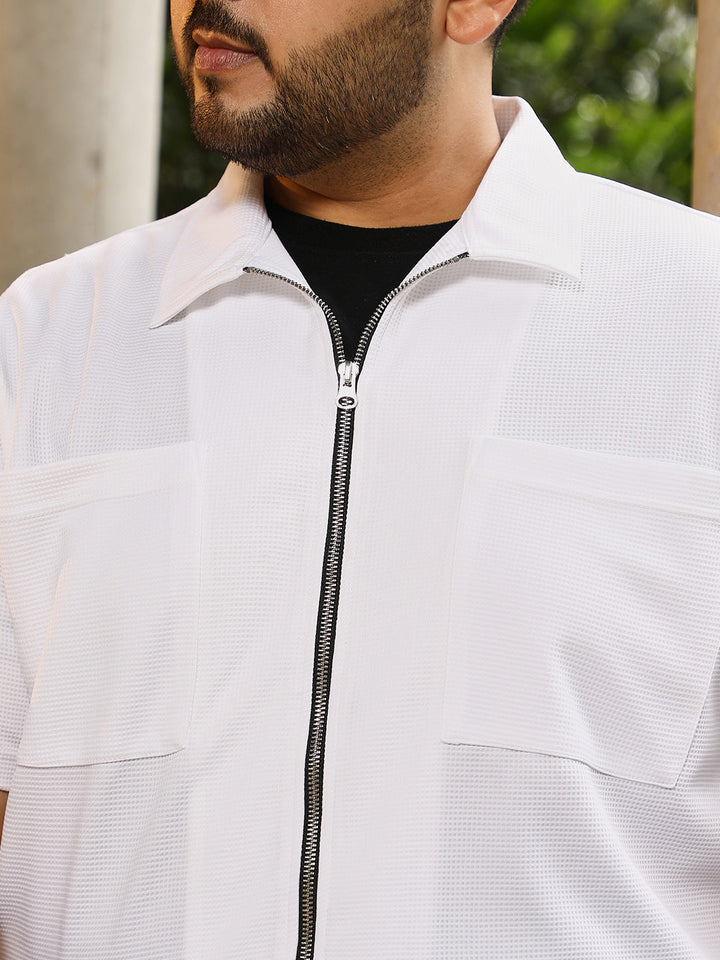 Waffle-Utility Oversized Shirt