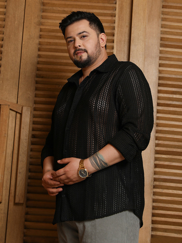 Chevron Open-Knit Shirt