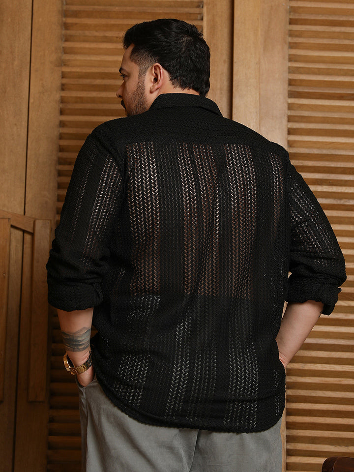 Chevron Open-Knit Shirt