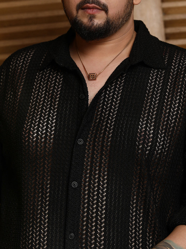 Chevron Open-Knit Shirt