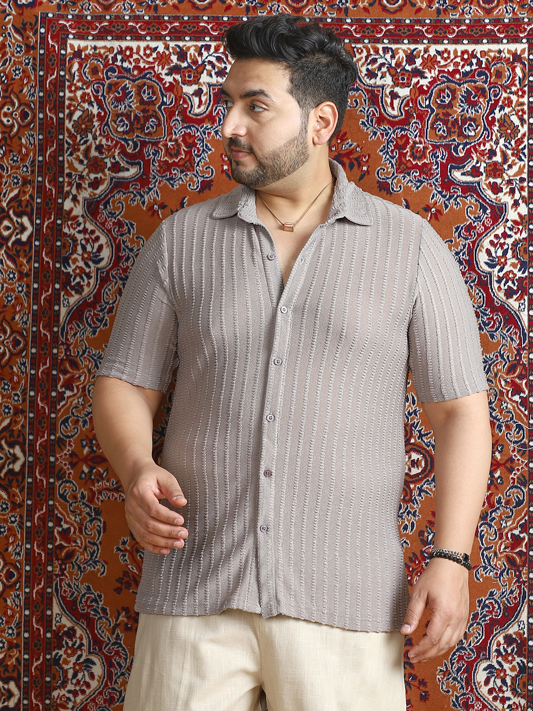 Cross-Stitch Stripe Knit Shirt