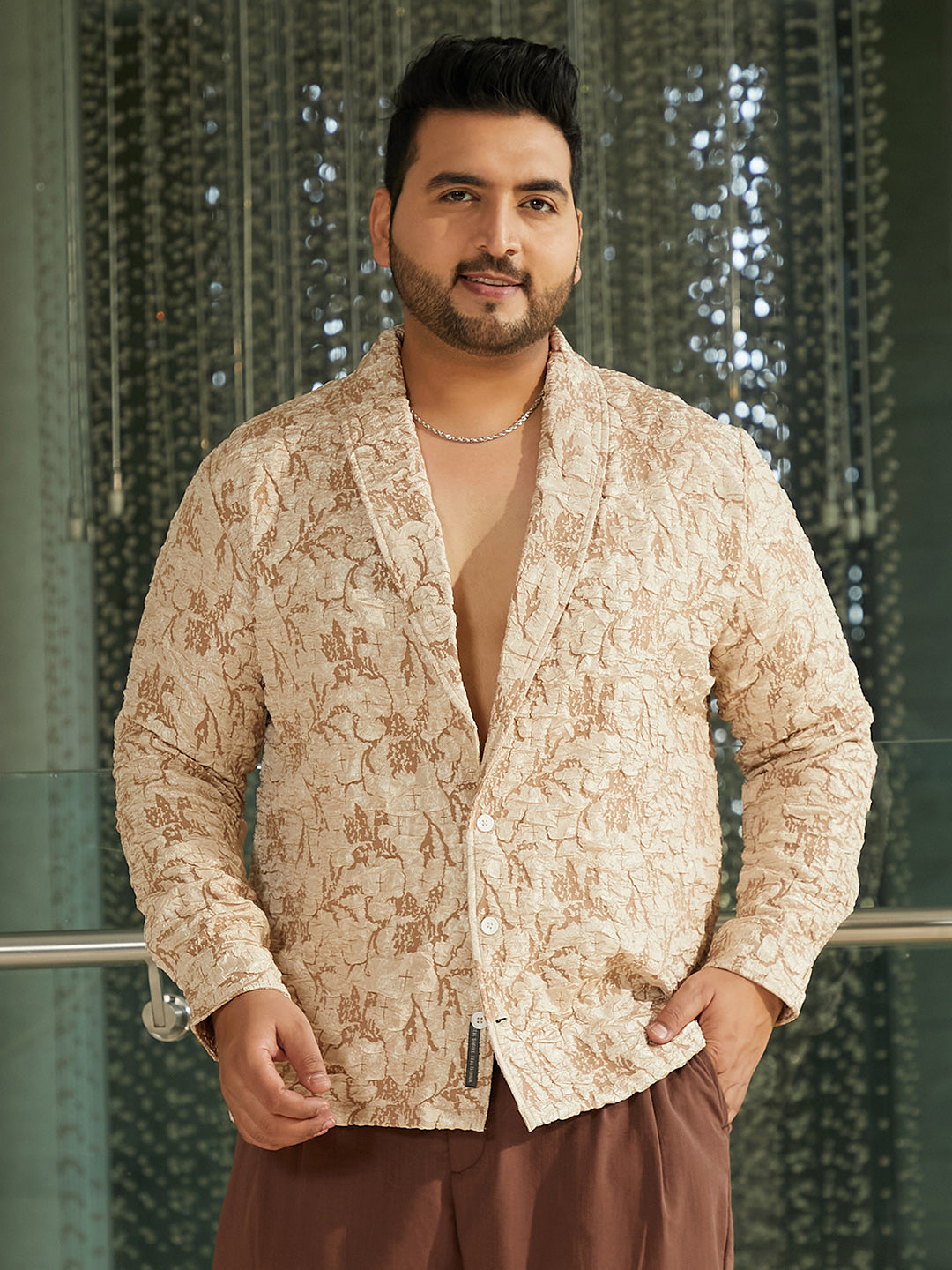 Crushed Shawl Collar Relaxed Shirt