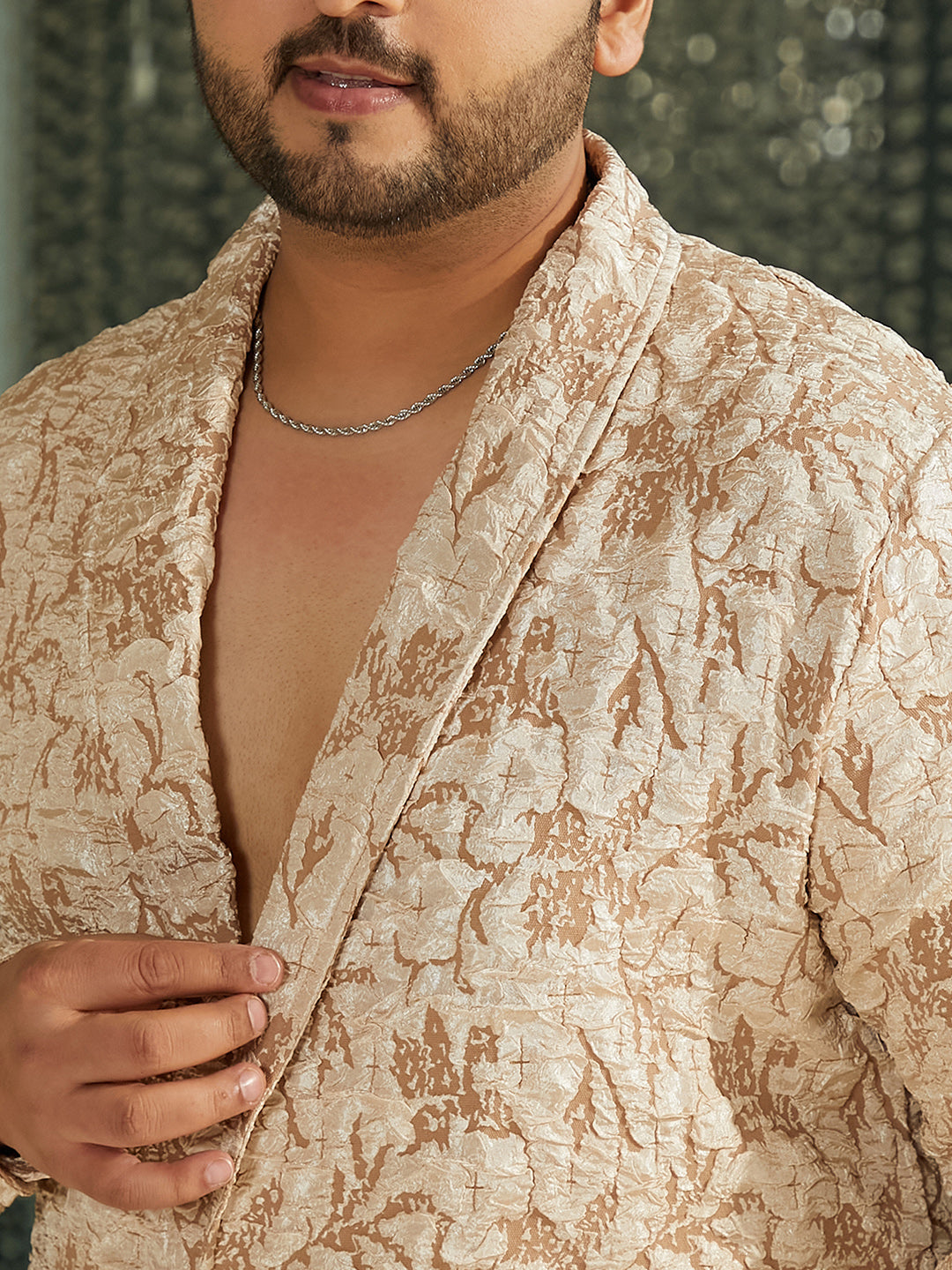 Crushed Shawl Collar Relaxed Shirt