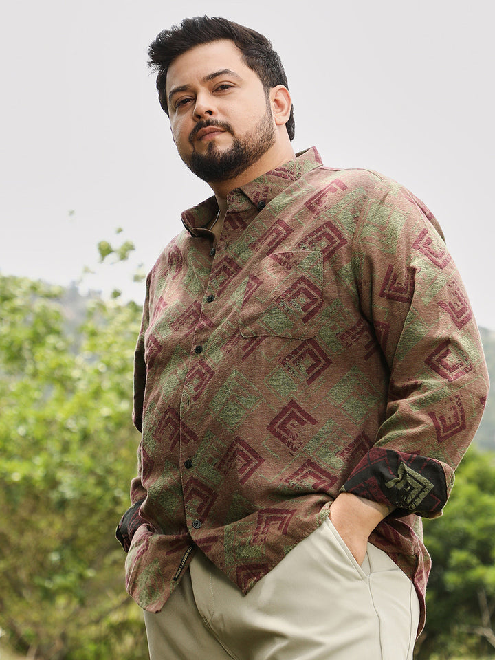 Cubic-Stamp Jacquard Shirt