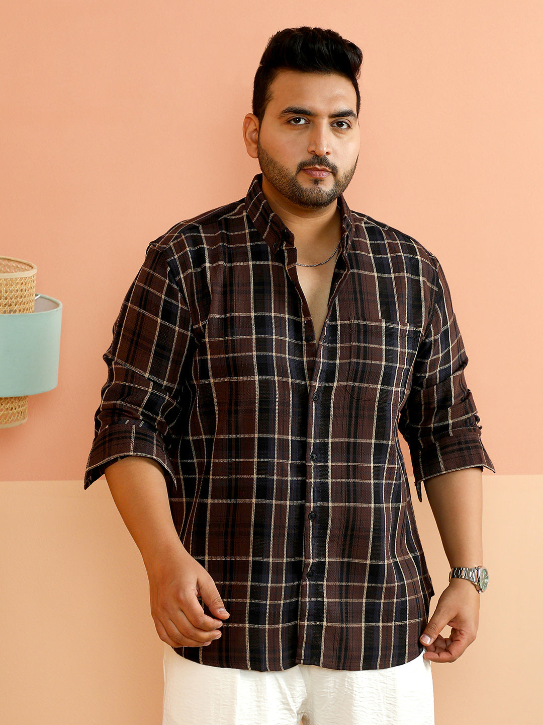 Button-Down Tartan-Woven Shirt