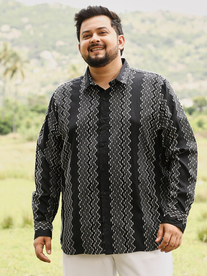 Cloudy-Panel Jacquard Shirt