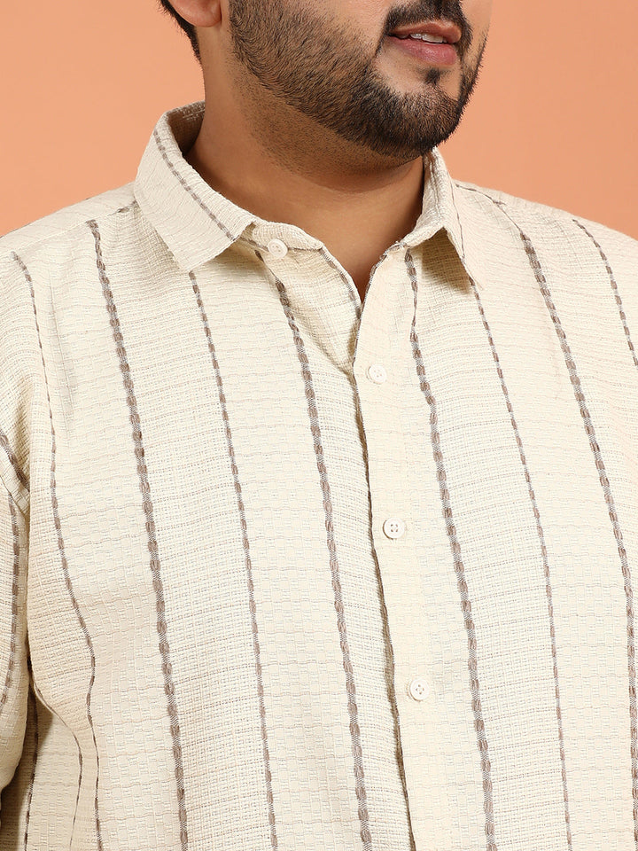 Woven-Striped Tactile Shirt