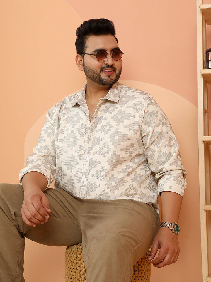 Woven Geoemetric-Steps Shirt