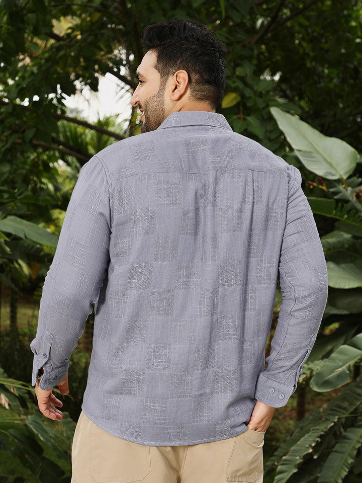 Self-Jacquard Check Shirt