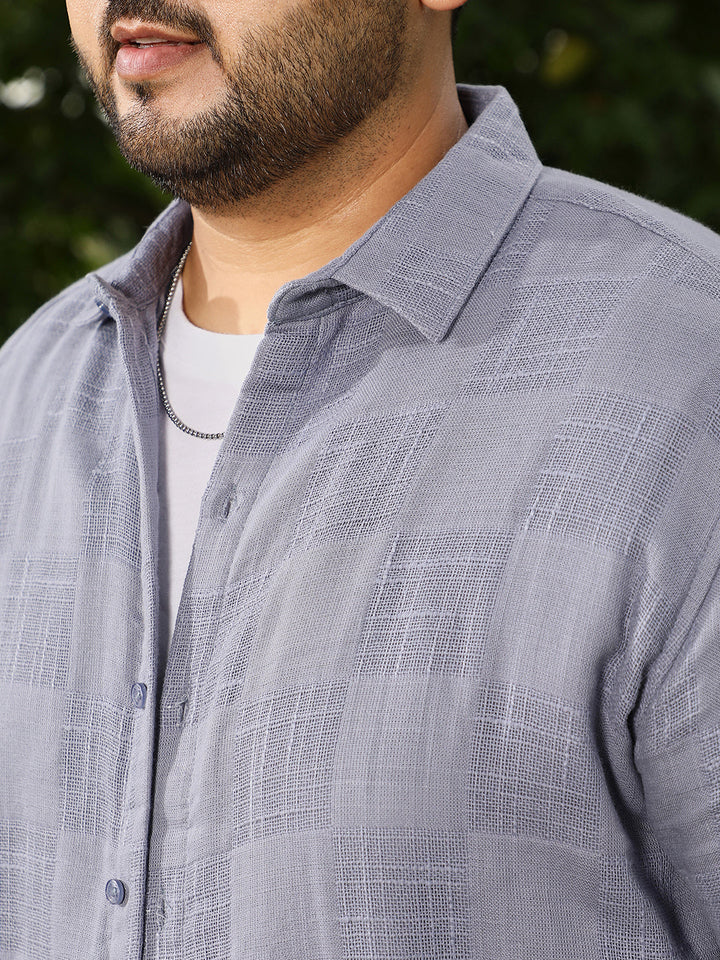 Self-Jacquard Check Shirt