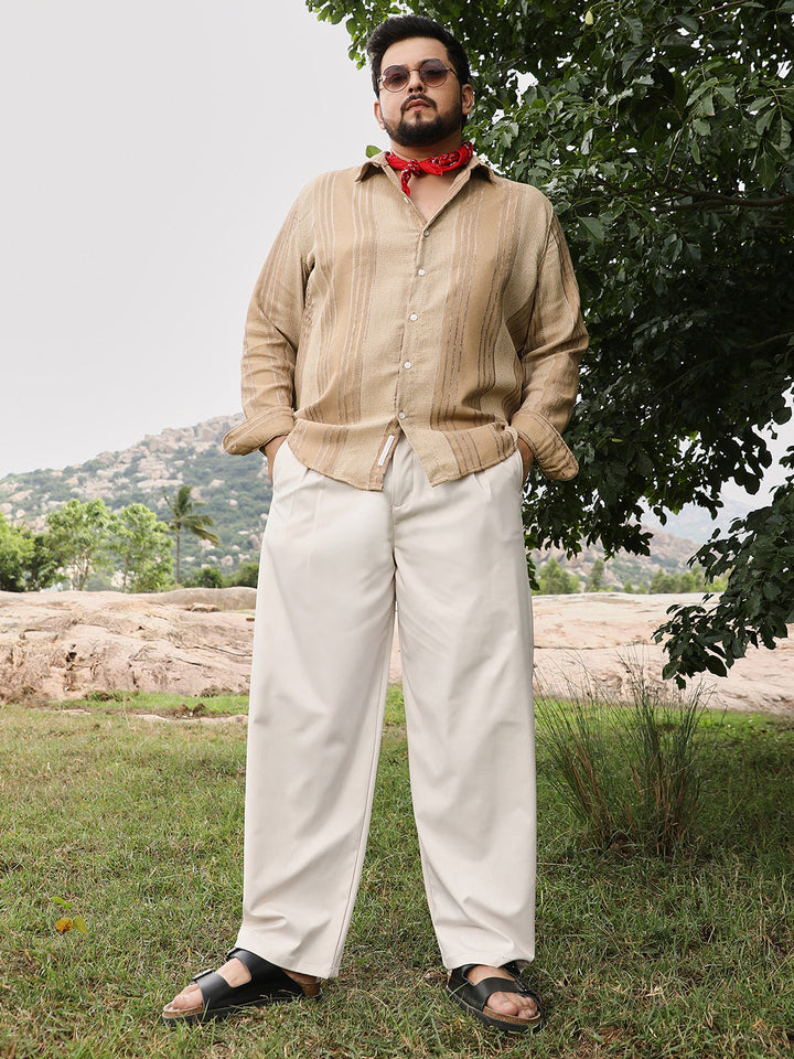 Unbalanced-Striped Jacquard Shirt