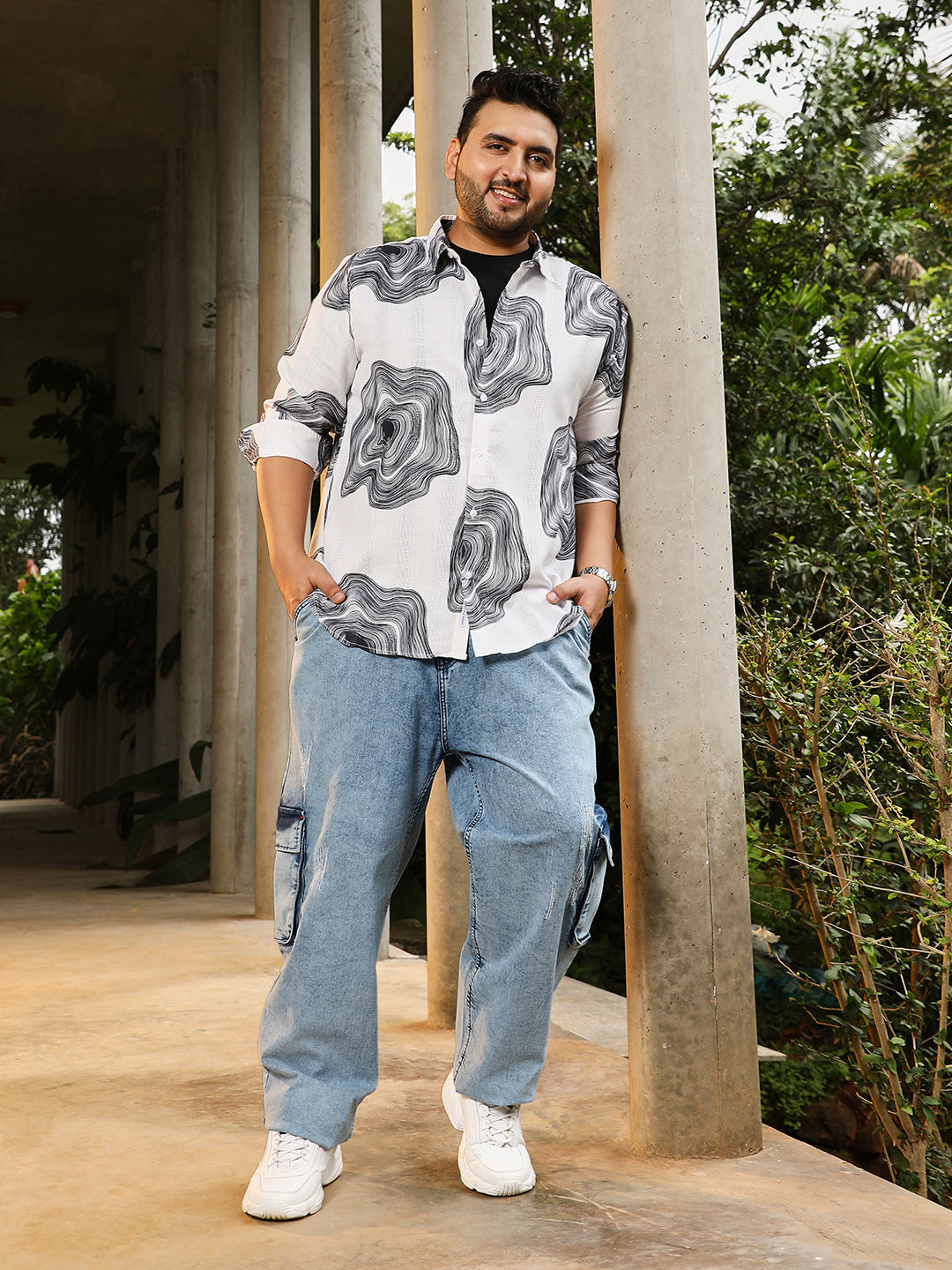 Contrast-Spool Jacquard Shirt