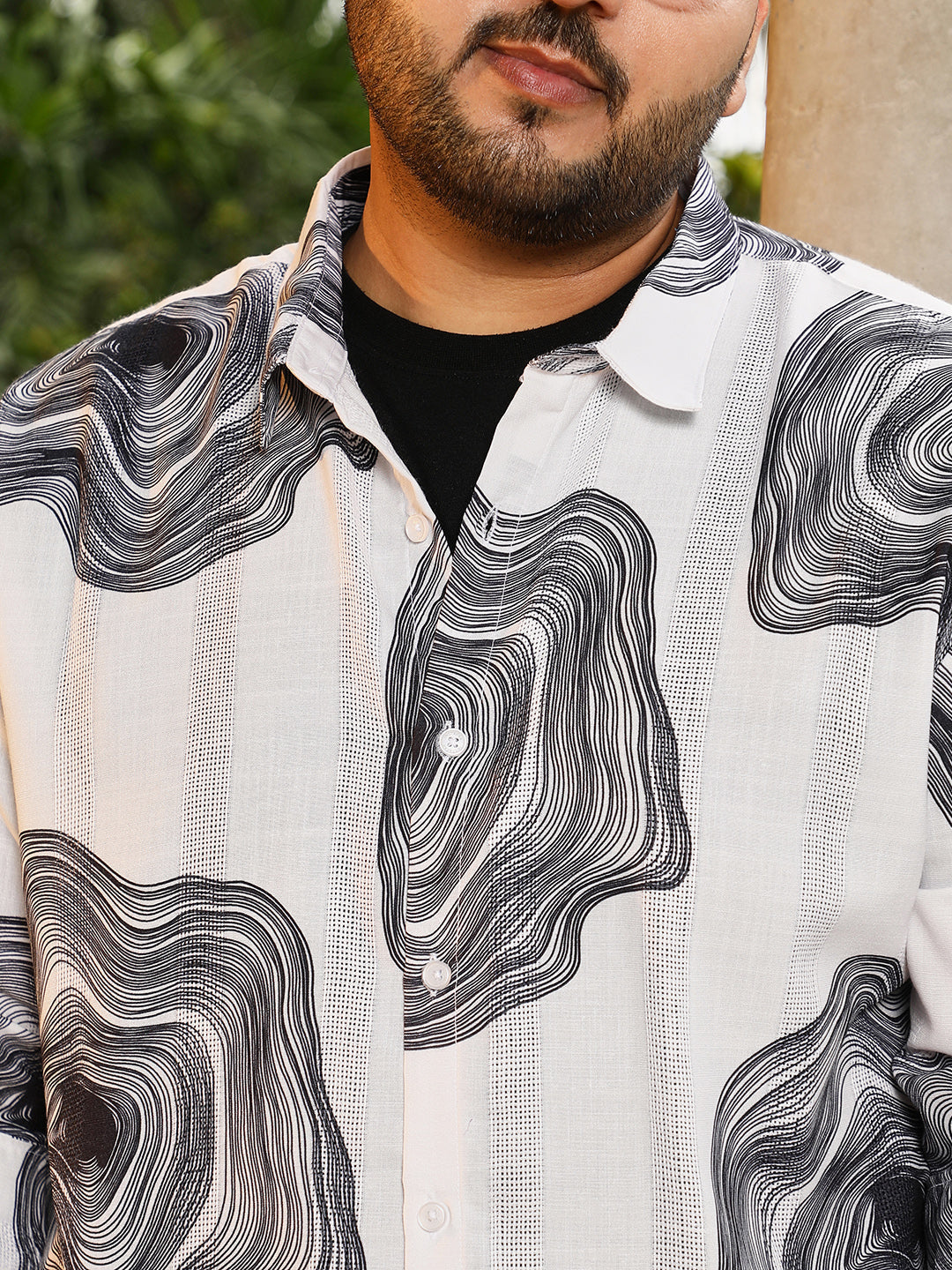 Contrast-Spool Jacquard Shirt