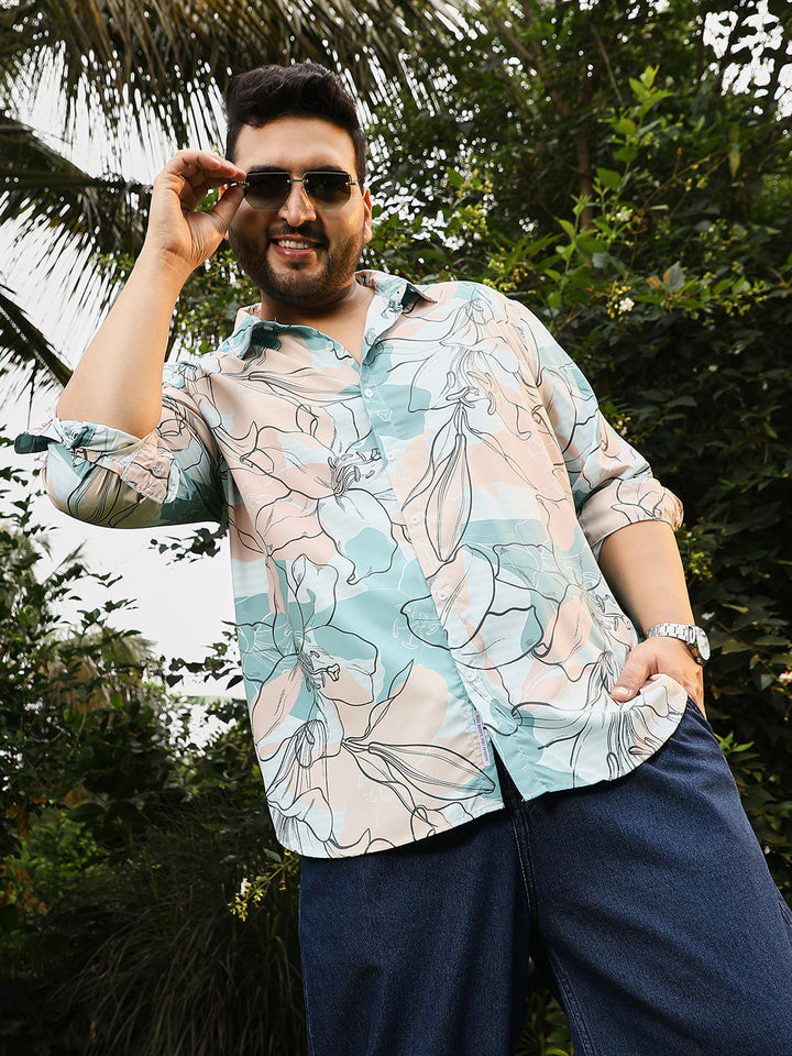 Botanical-Outline Imprint Shirt