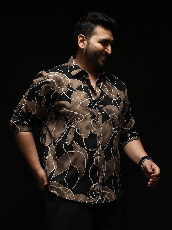 Artistic-Foliage Lined Imrprint Shirt