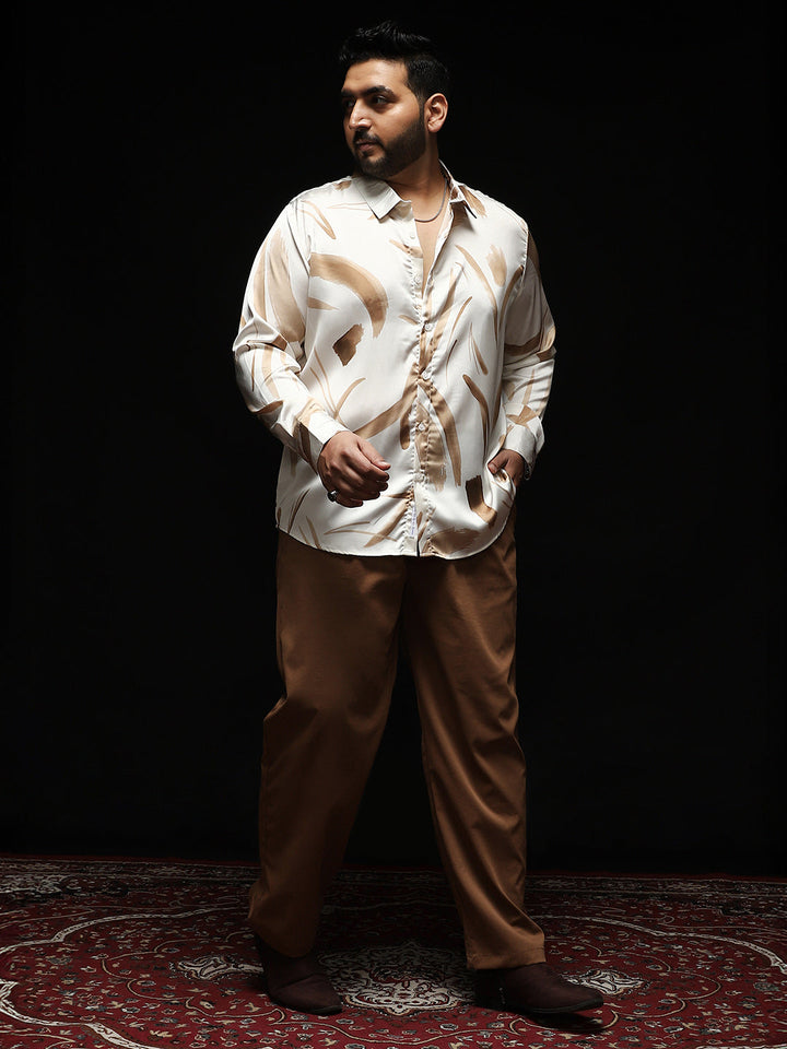 Contrast-Strokes Imprint Shirt