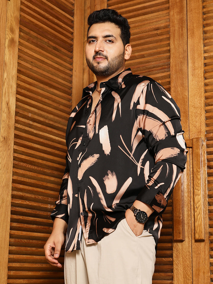 Contrast-Strokes Imprint Shirt