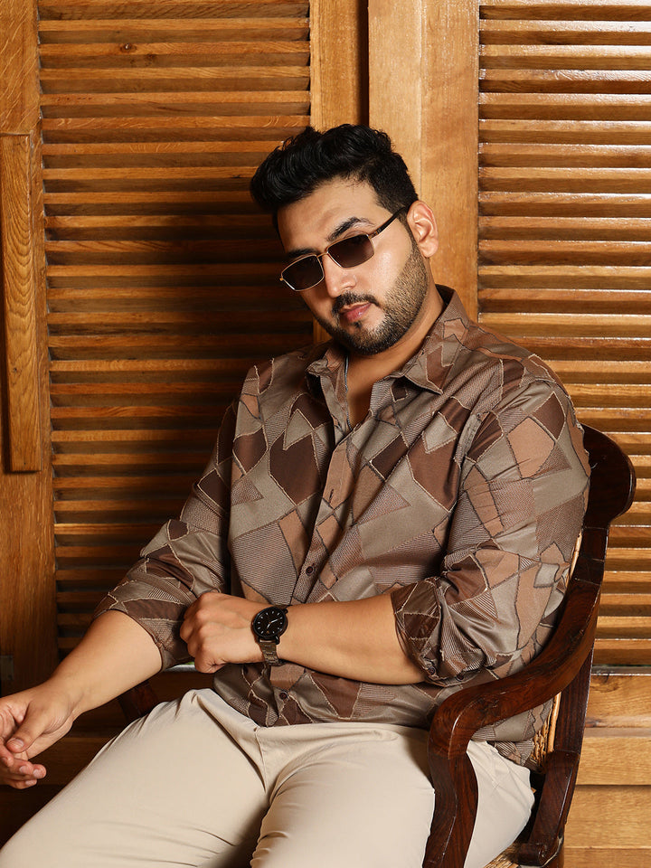 Block-Geometric Jacquard Shirt