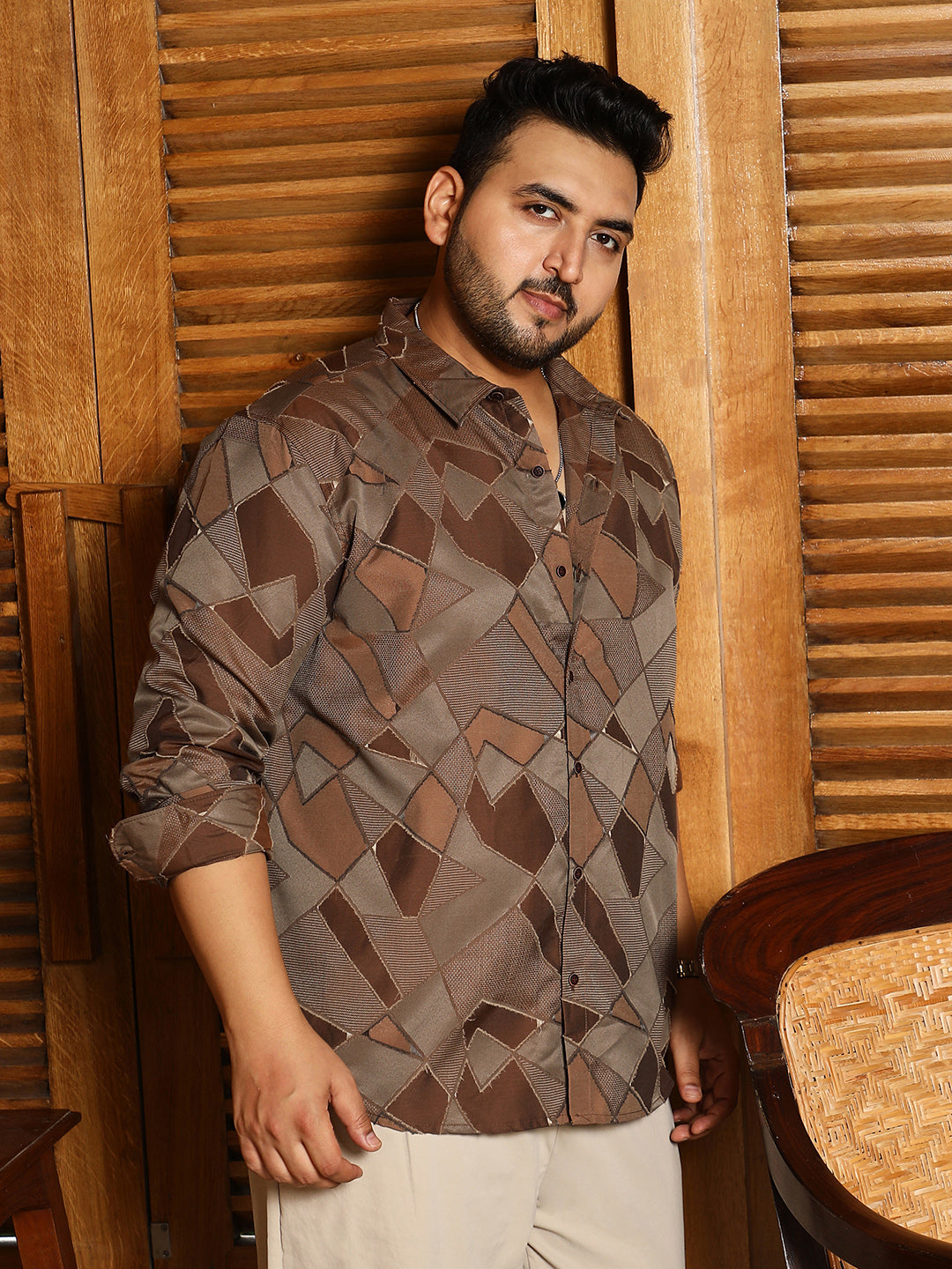 Block-Geometric Jacquard Shirt