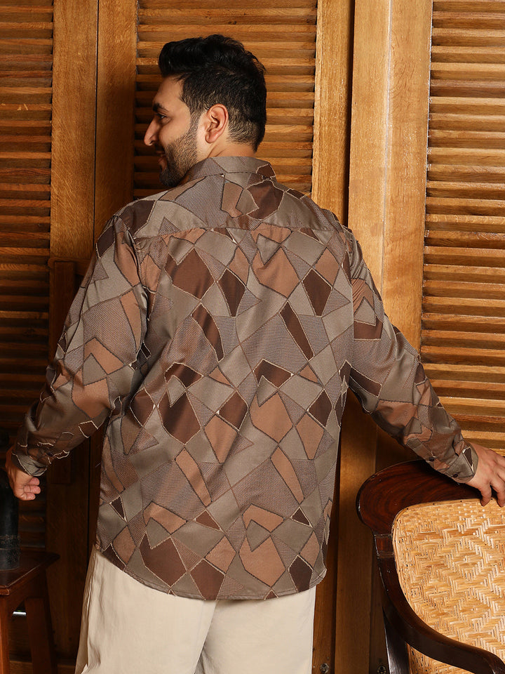 Block-Geometric Jacquard Shirt