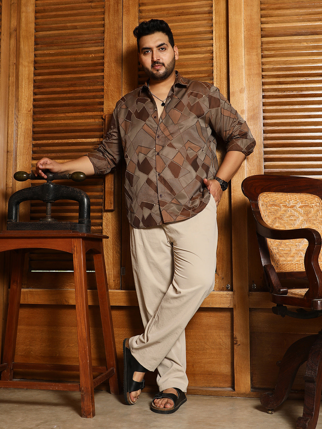 Block-Geometric Jacquard Shirt