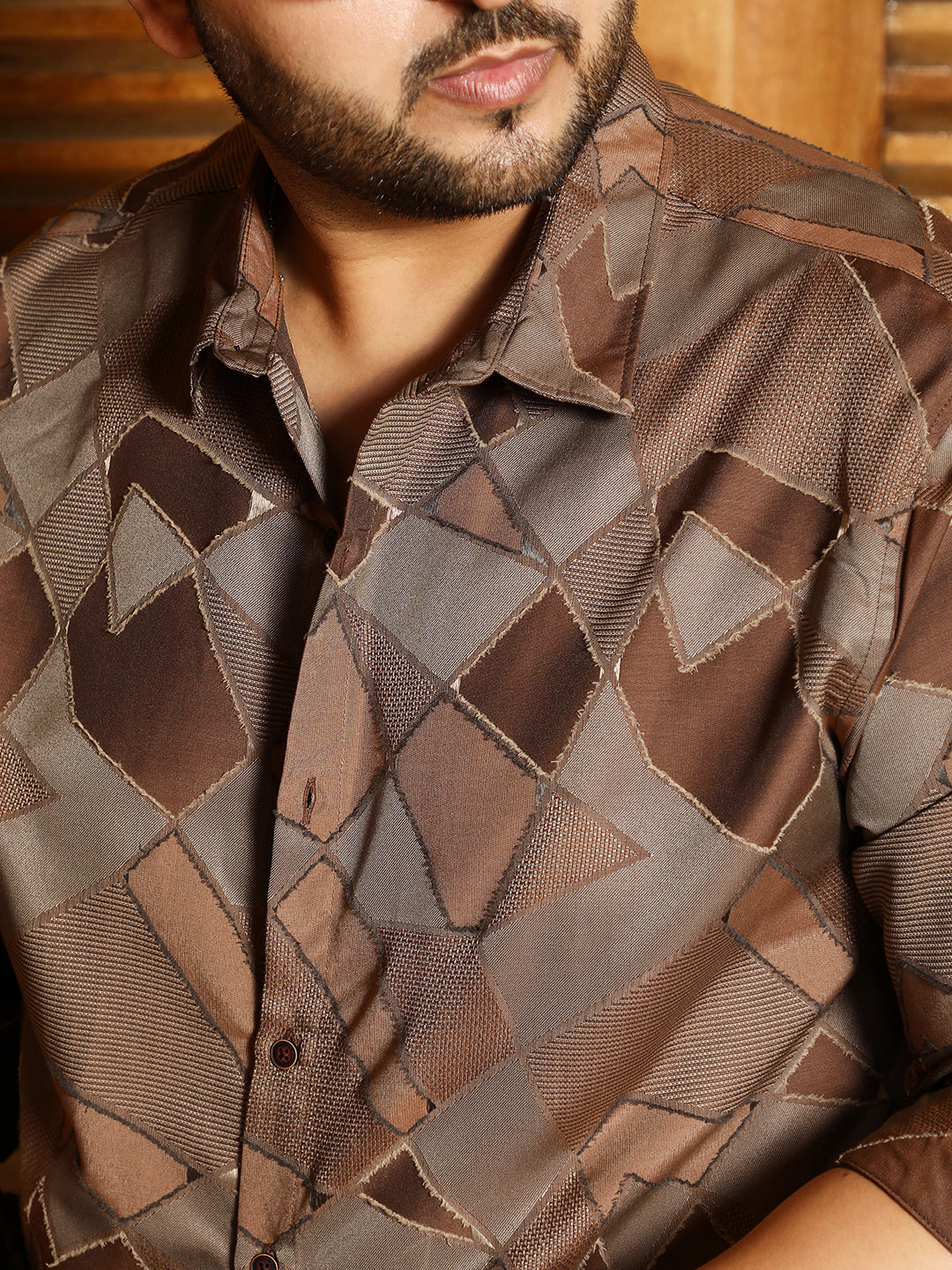 Block-Geometric Jacquard Shirt