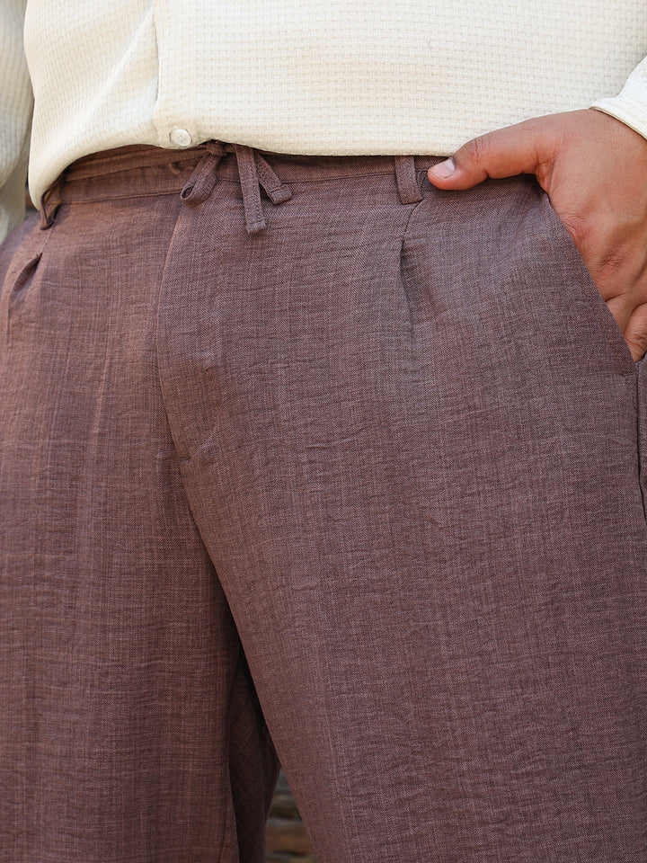 Straight Linen-Blend Trousers