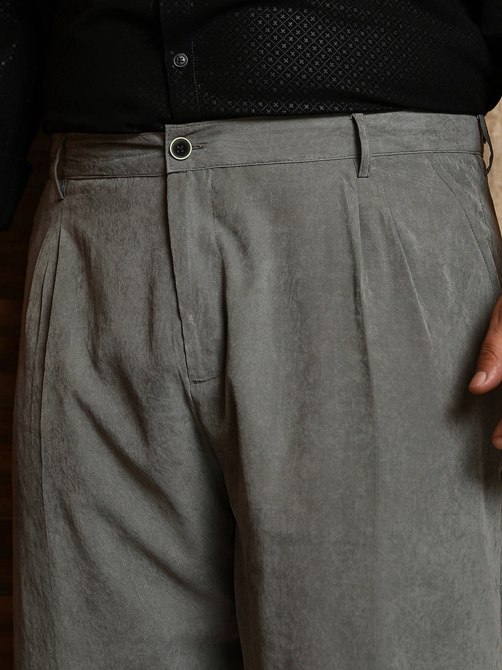 Velvet Pleated Trousers