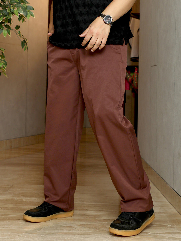 Single-Pleated Solid Trousers