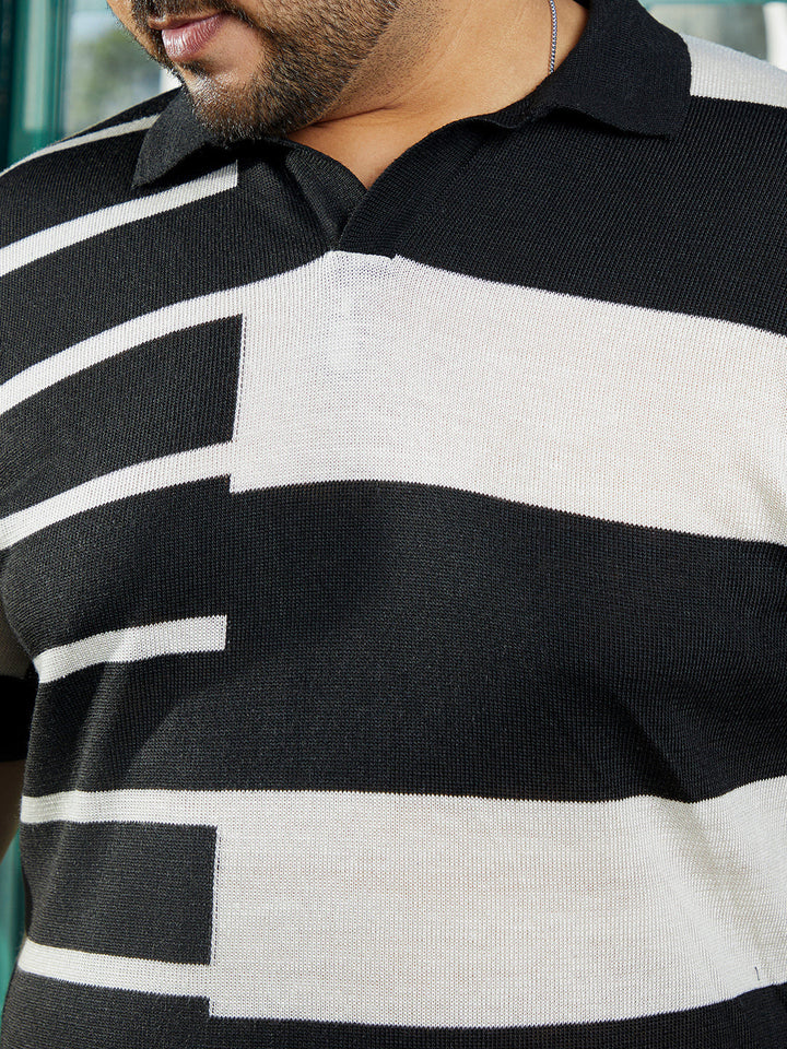 Contrast-Slab Polo T-Shirt