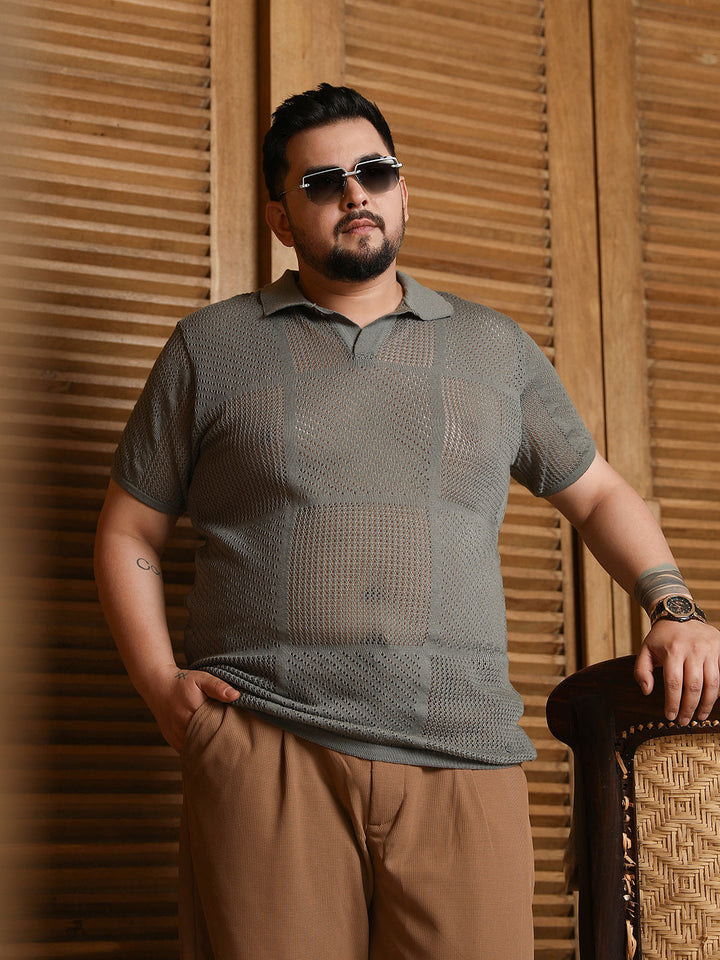 Graph-Textured Polo T-Shirt