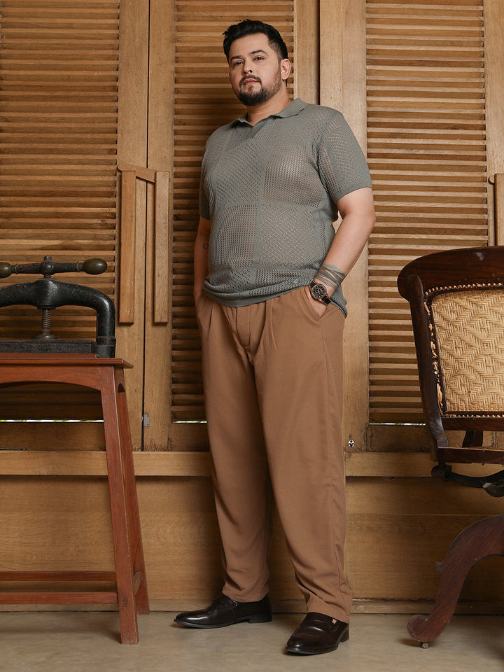 Graph-Textured Polo T-Shirt