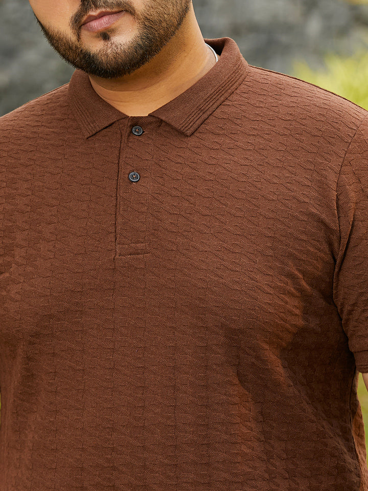 Houndstooth-Textured Polo T-Shirt