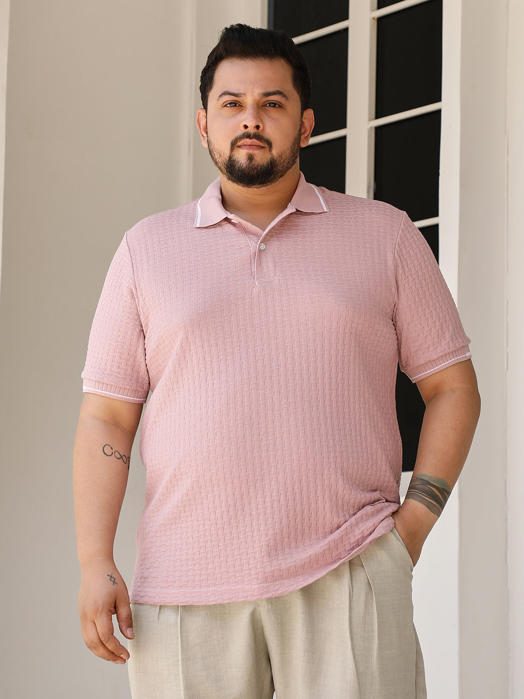 Interweave-Textured Polo T-Shirt