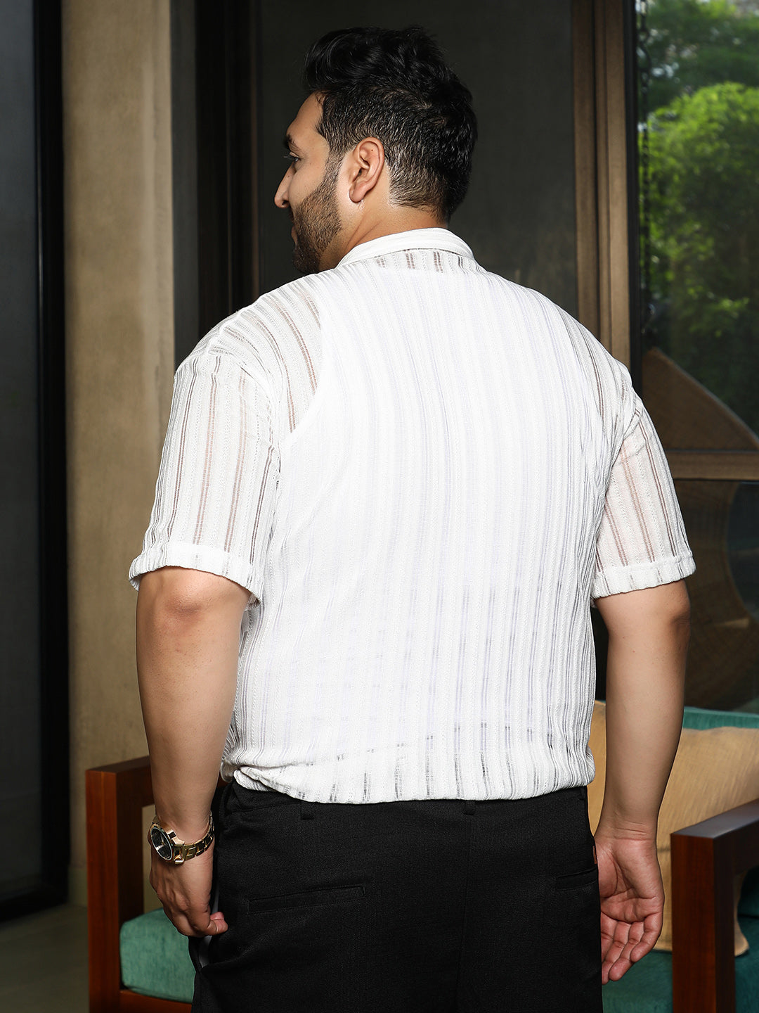 Duo-Striped Relaxed Polo T-Shirt