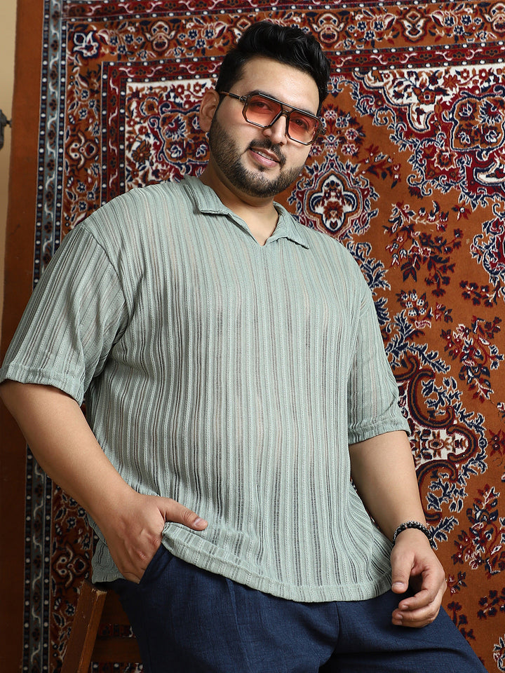 Duo-Striped Relaxed Polo T-Shirt