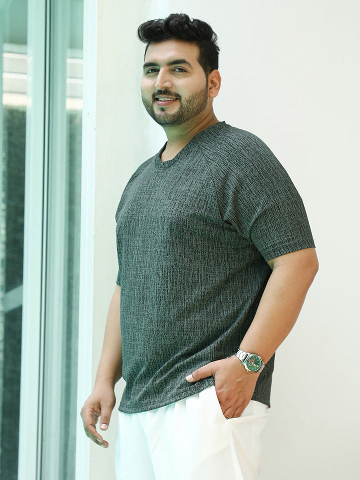 Contrast-Heathered Knitted T-Shirt