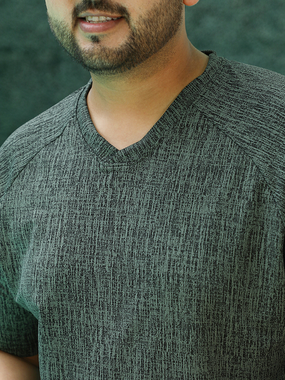 Contrast-Heathered Knitted T-Shirt