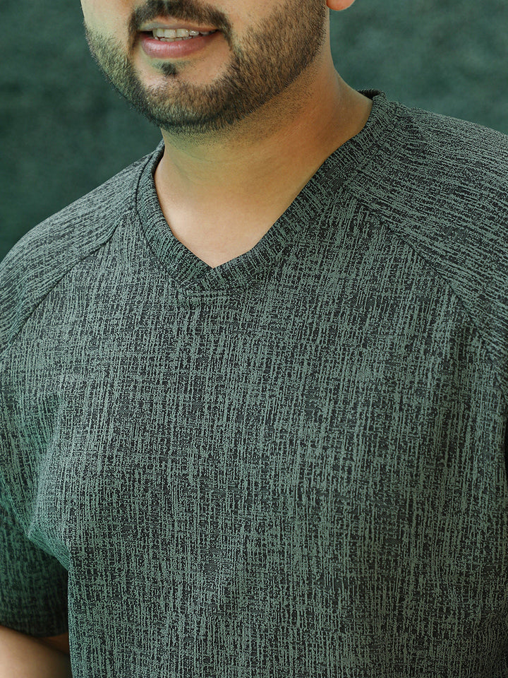 Contrast-Heathered Knitted T-Shirt